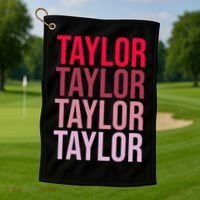 Taylor Retro Wordmark Pattern I love Taylor Golf Towel thumb 1