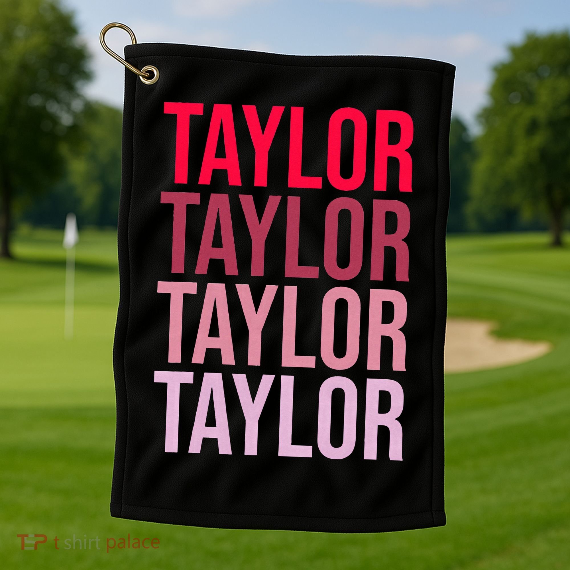 Taylor Retro Wordmark Pattern I love Taylor Golf Towel