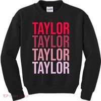 Taylor Retro Wordmark Pattern I love Taylor Kids Sweatshirt thumb 0