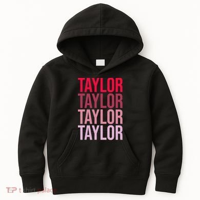 Taylor Retro Wordmark Pattern I love Taylor Kids Hoodie