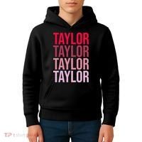 Taylor Retro Wordmark Pattern I love Taylor Kids Hoodie thumb 4