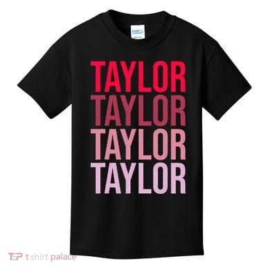 Taylor Retro Wordmark Pattern I love Taylor Kids T-Shirt