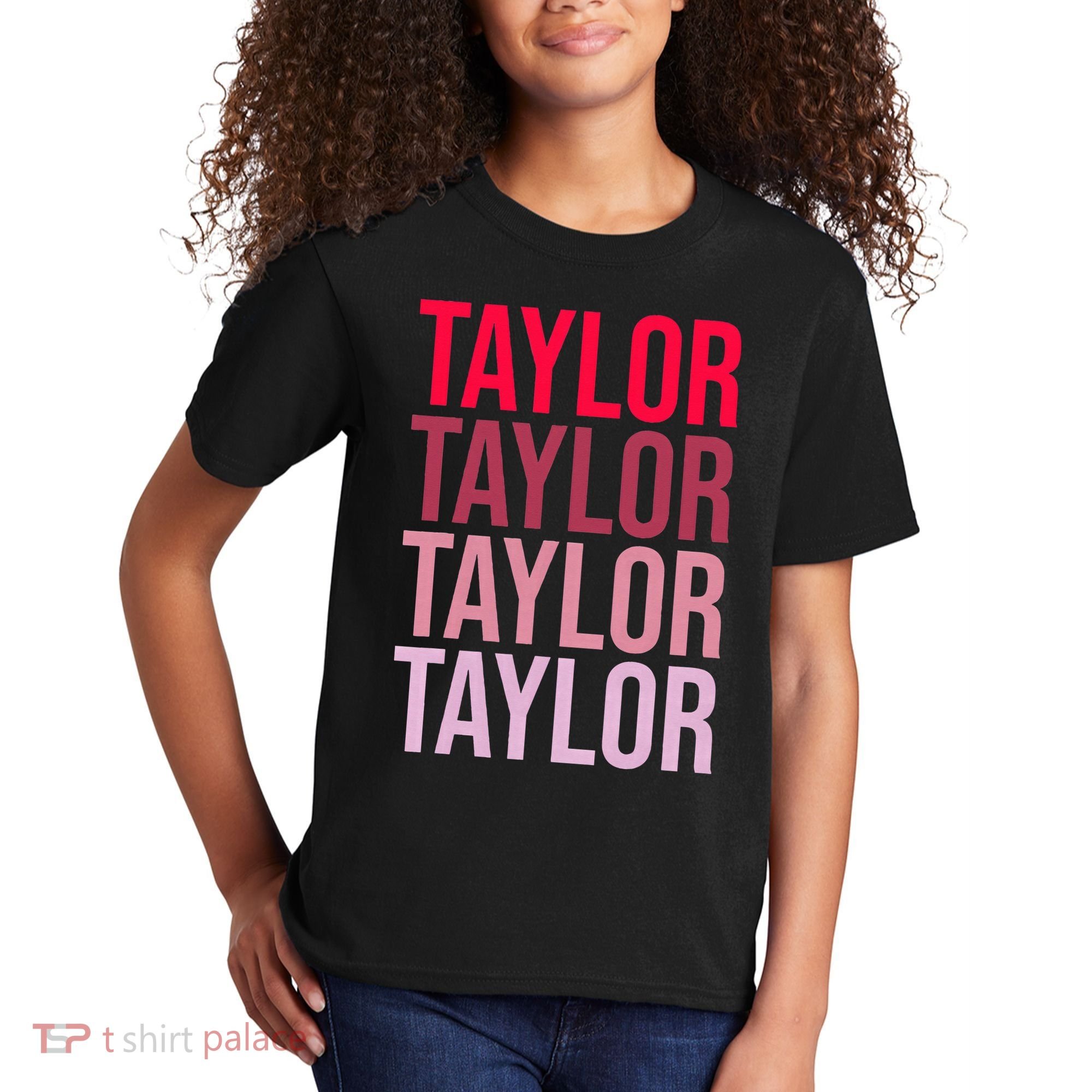 Taylor Retro Wordmark Pattern I love Taylor Kids T-Shirt