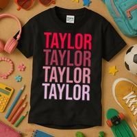 Taylor Retro Wordmark Pattern I love Taylor Kids T-Shirt thumb 3