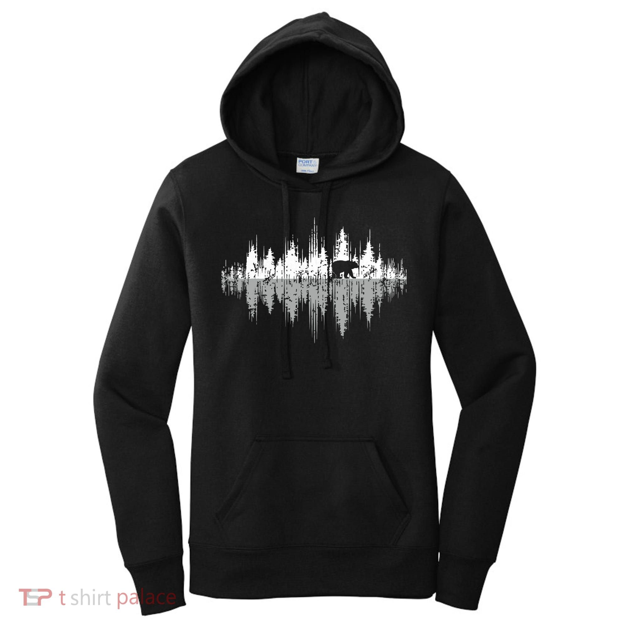 Trees Reflection Wildlife Nature Animal Bear Outdoor Forest Women's Hoodie