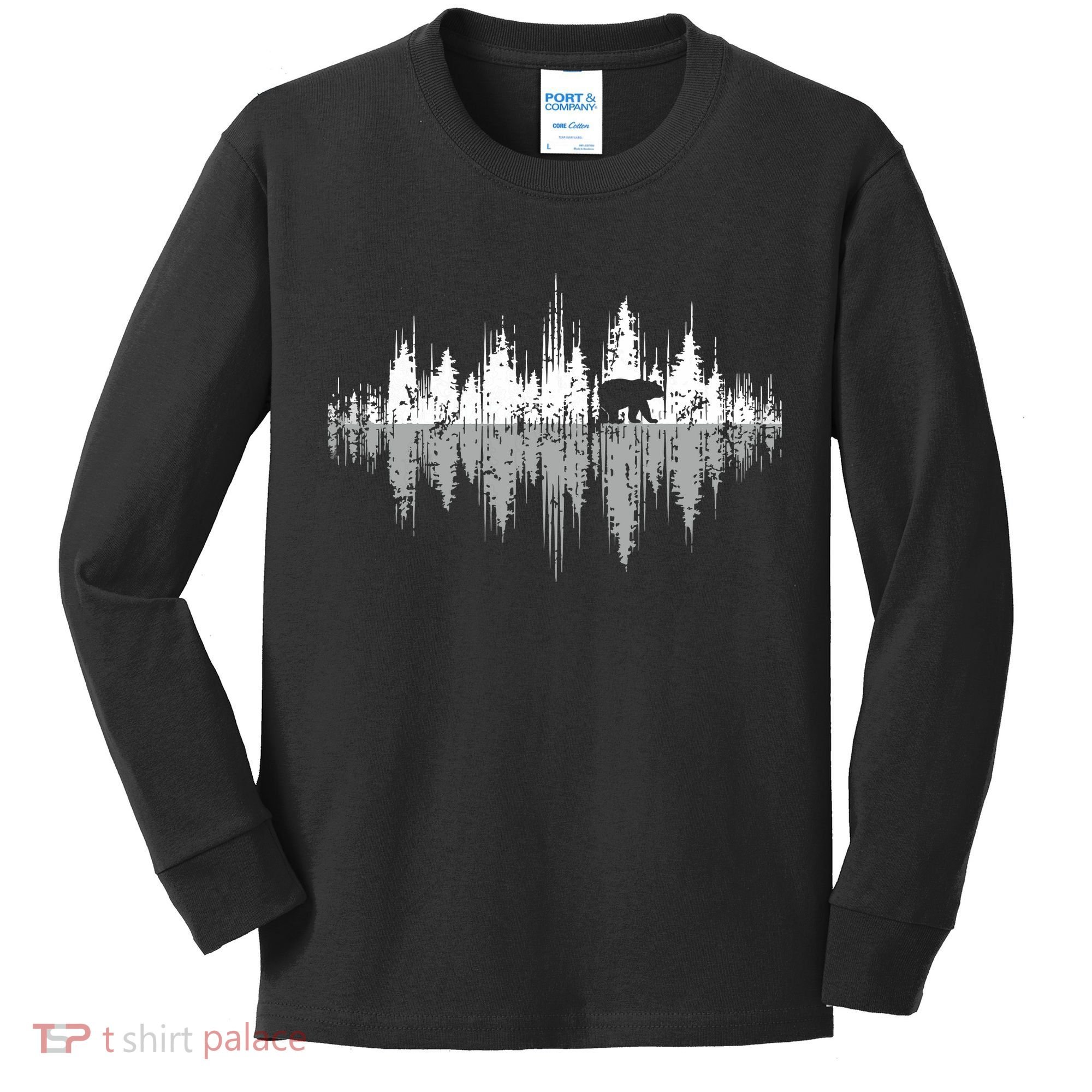 Trees Reflection Wildlife Nature Animal Bear Outdoor Forest Kids Long Sleeve Shirt