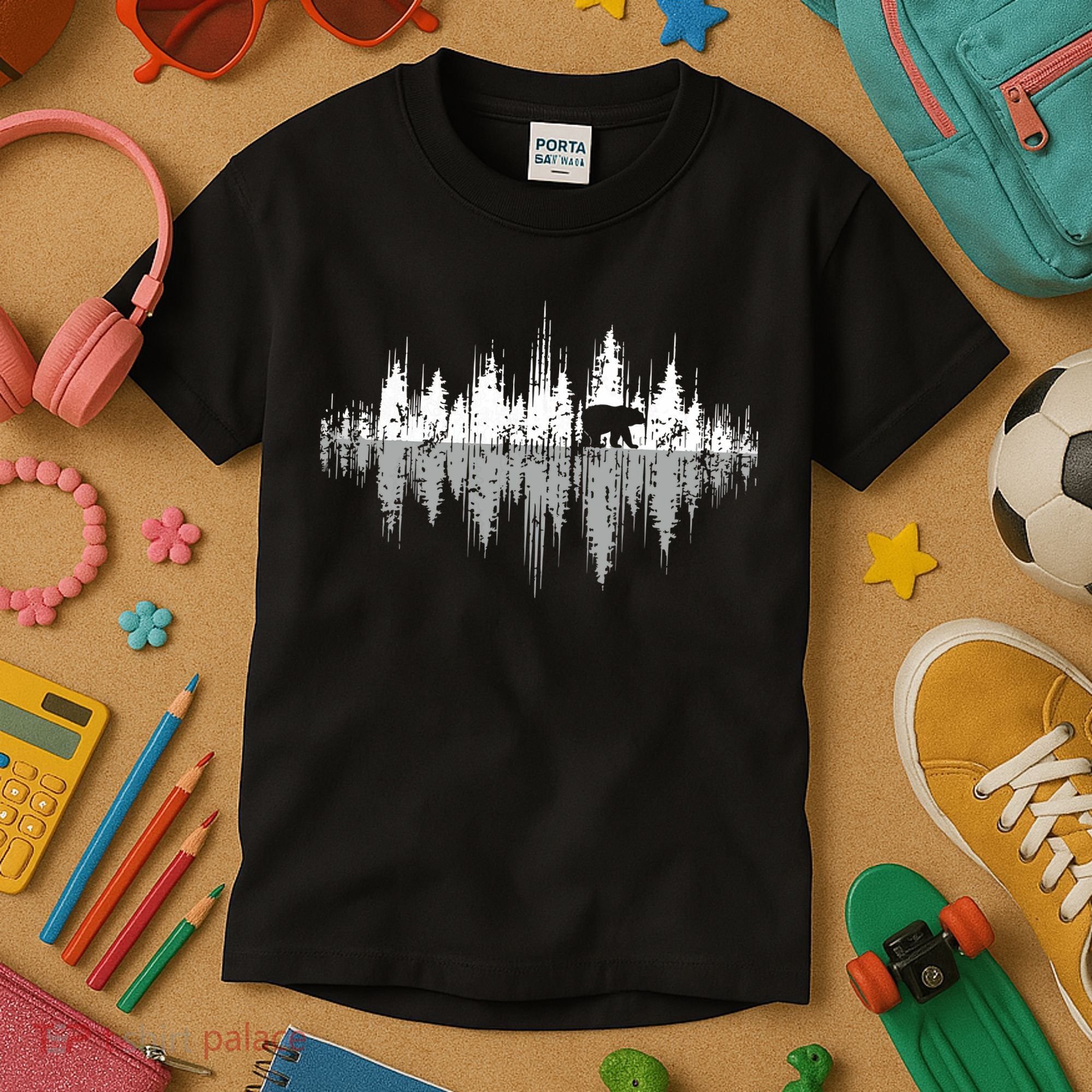 Trees Reflection Wildlife Nature Animal Bear Outdoor Forest Kids T-Shirt