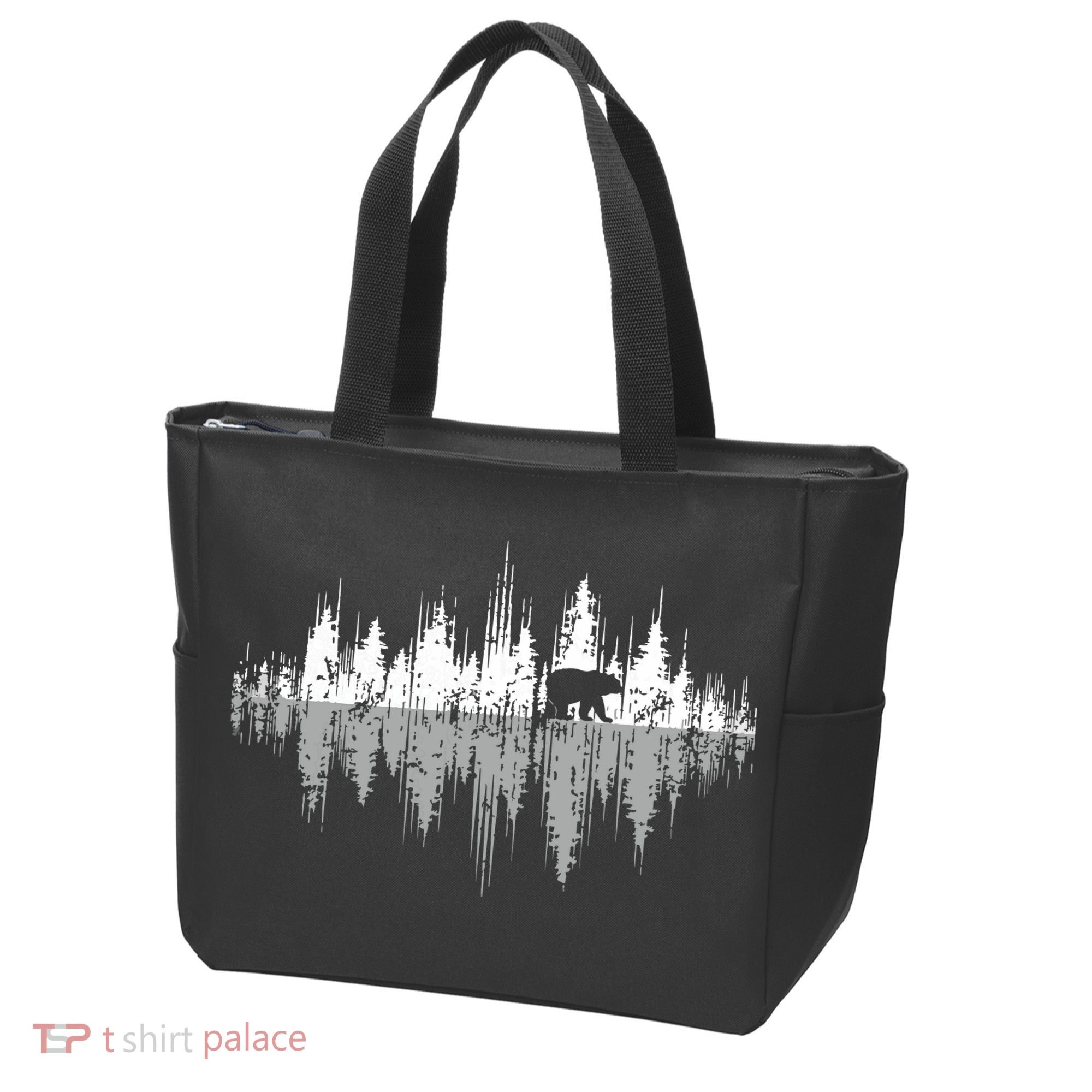 Trees Reflection Wildlife Nature Animal Bear Outdoor Forest Tote Bag