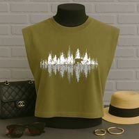 Trees Reflection Wildlife Nature Animal Bear Outdoor Forest Garment-Dyed Women's Muscle Tee thumb 3
