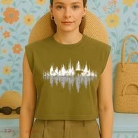Trees Reflection Wildlife Nature Animal Bear Outdoor Forest Garment-Dyed Women's Muscle Tee thumb 4