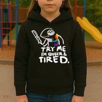 Try Me I'm Queer And Tired Kids Hoodie thumb 3