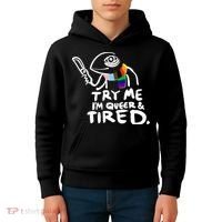 Try Me I'm Queer And Tired Kids Hoodie thumb 4