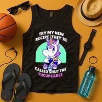 Try My Recipe Shut the Fucupcakes Funny Unicorn Tank Top thumb 4
