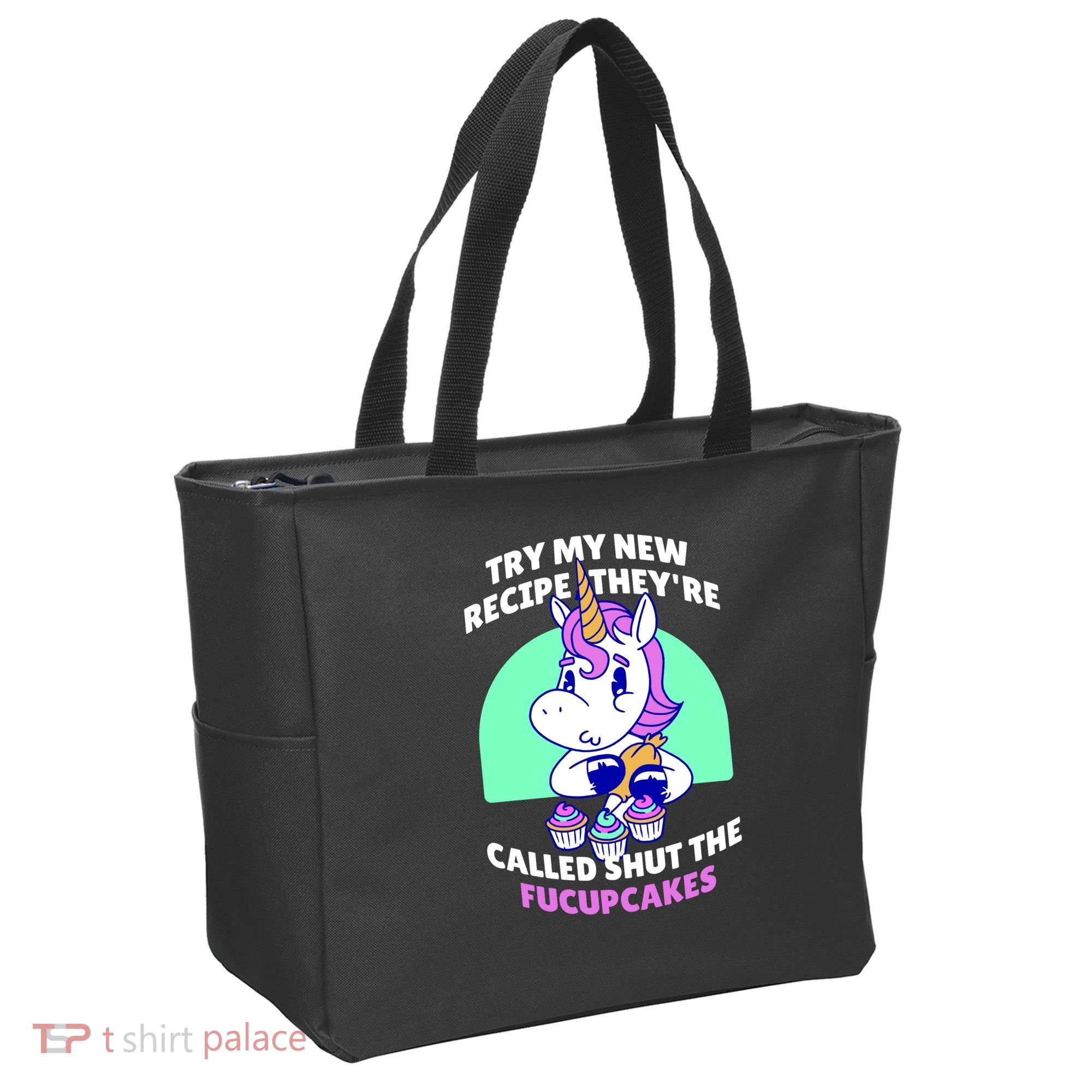 Try My Recipe Shut the Fucupcakes Funny Unicorn Tote Bag