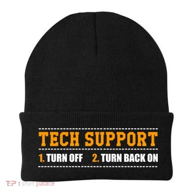Tech Support 101 For Dummies Cool Gift Funny Tech Support Checklist Gift Beanie