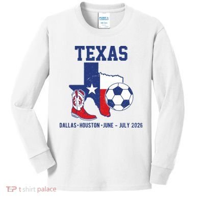 Texas Soccer 2026 Kids Long Sleeve Shirt