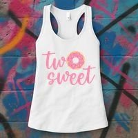 two sweet 2nd birthday decoration Donut Women's Tank Top thumb 3