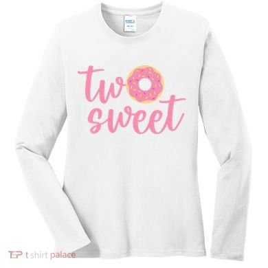 two sweet 2nd birthday decoration Donut Women's Long Sleeve Shirt