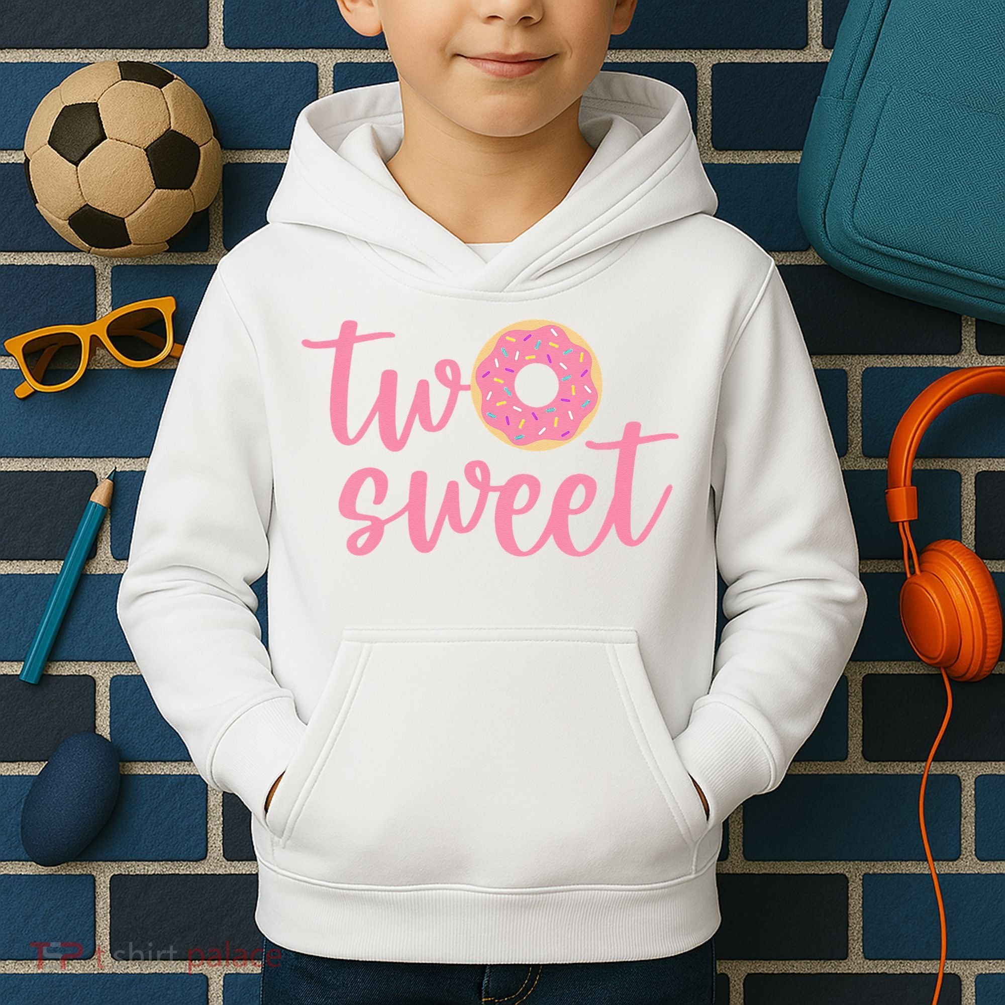two sweet 2nd birthday decoration Donut Kids Hoodie