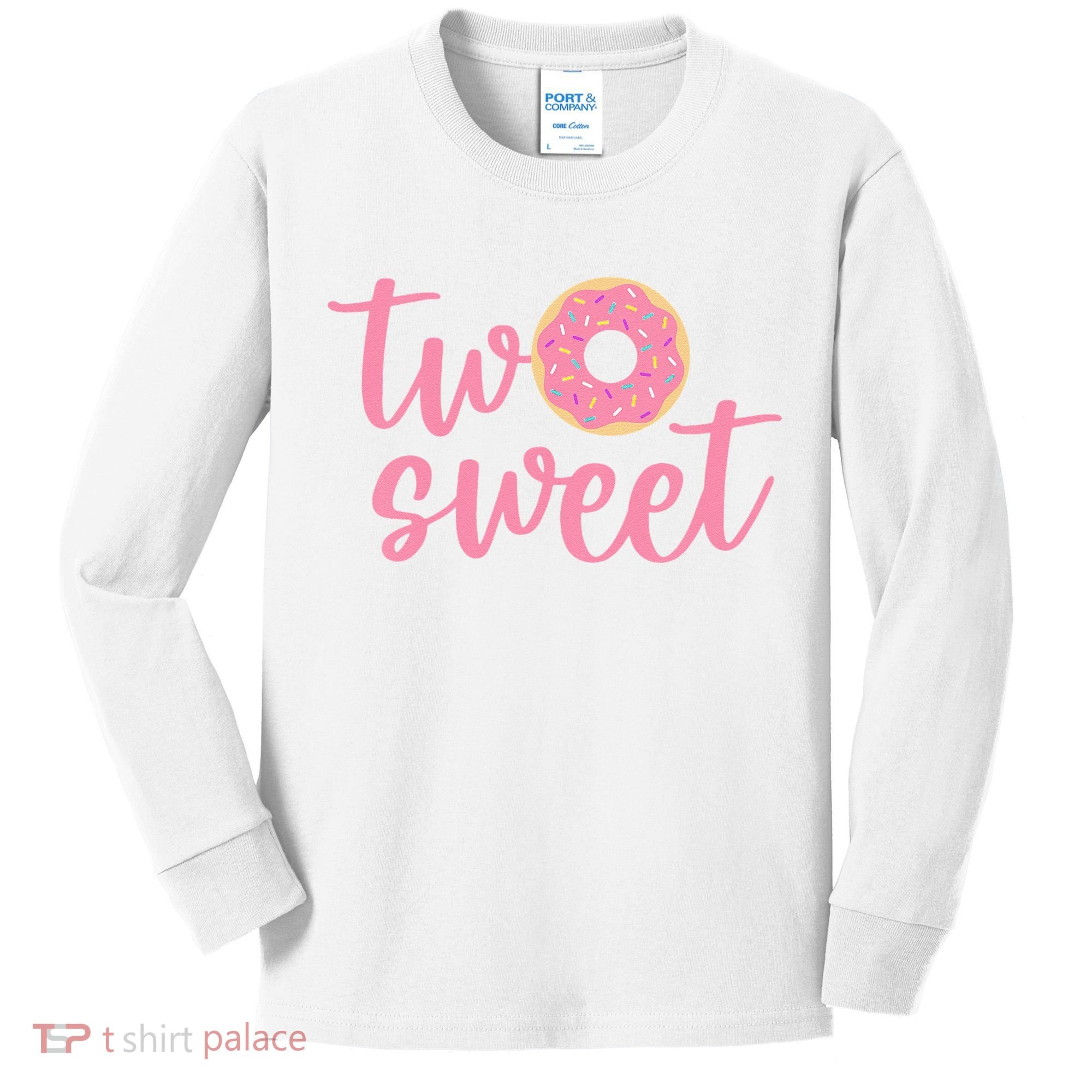 two sweet 2nd birthday decoration Donut Kids Long Sleeve Shirt