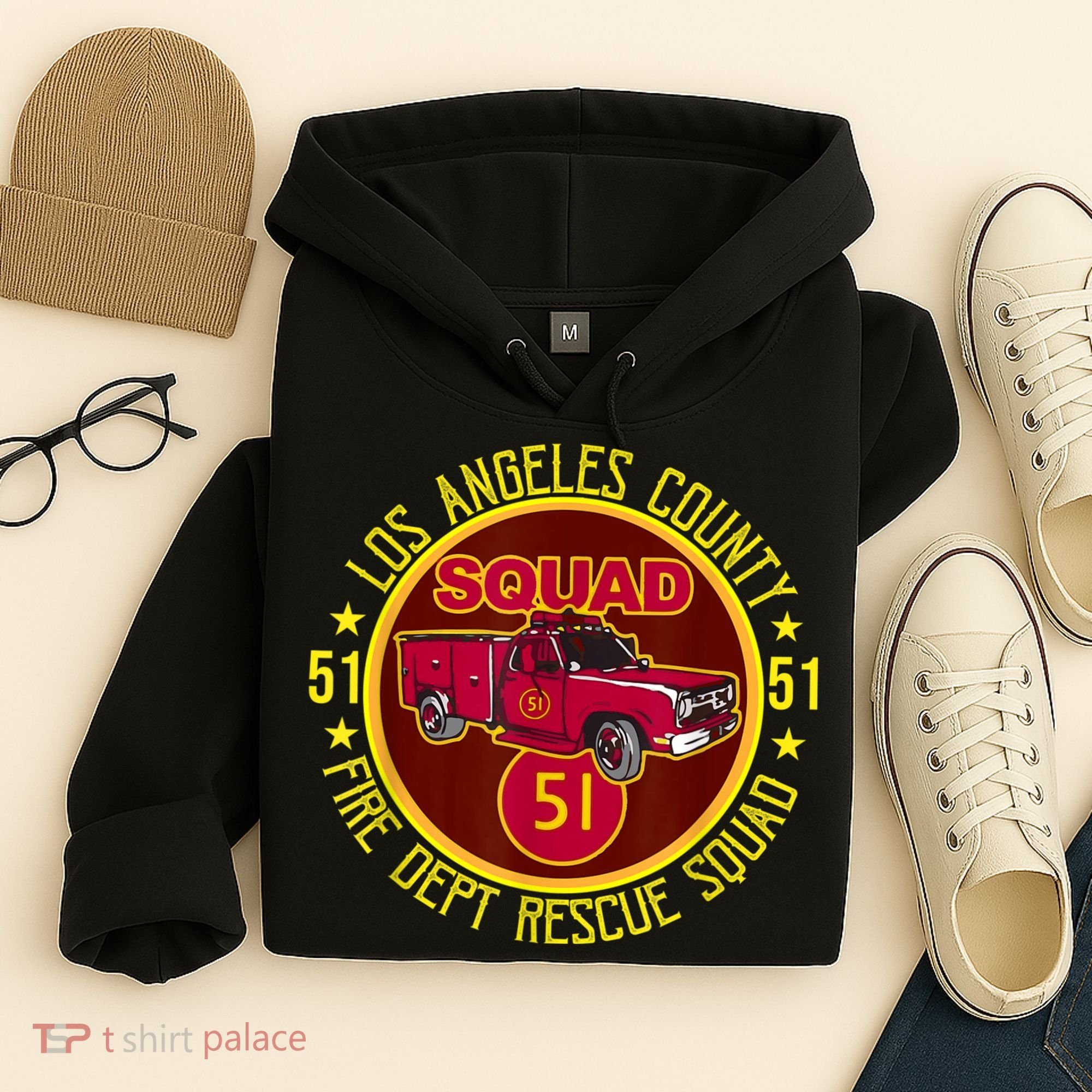 Truck Side 51 Emergency Squad Logo Essential Hoodie