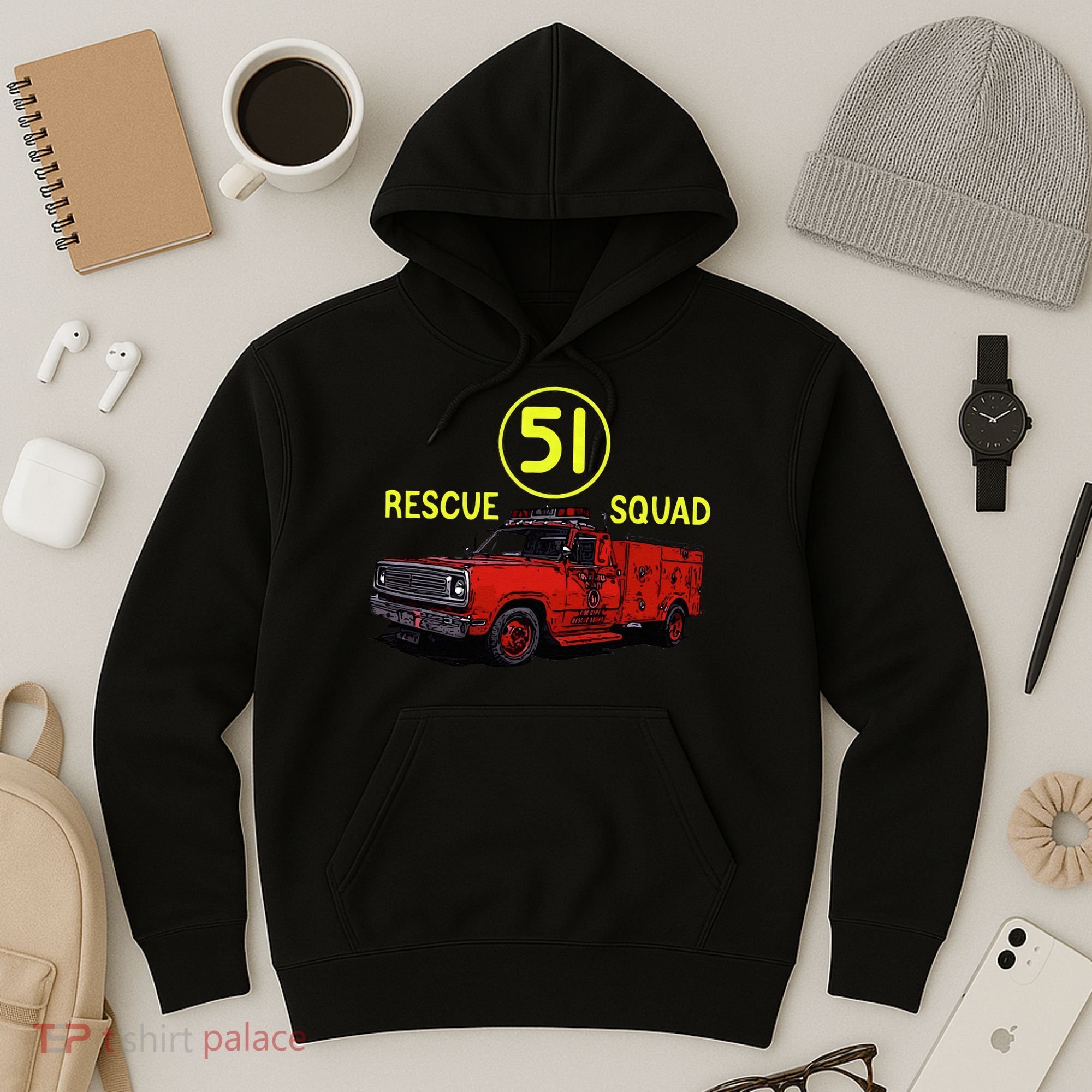 Truck Side 51 Emergency Squad Logo Essential Hoodie