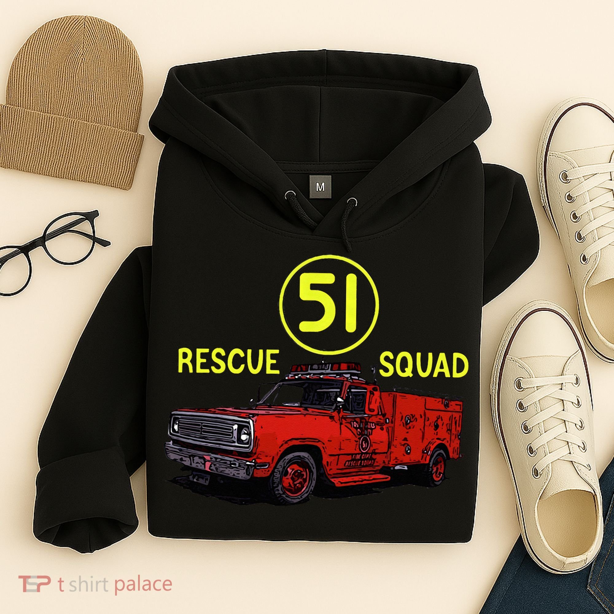 Truck Side 51 Emergency Squad Logo Essential Hoodie