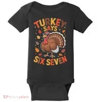 Turkey Says 67 Thanksgiving Baby Bodysuit thumb 0