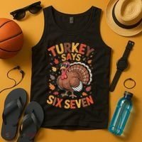 Turkey Says 67 Thanksgiving Tank Top thumb 4
