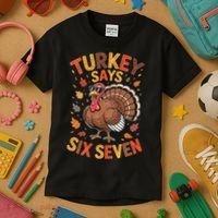 Turkey Says 67 Thanksgiving Kids T-Shirt thumb 3