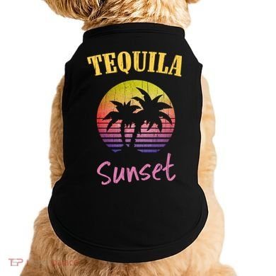 Tequila Sunset 80s Vintage Retro Gift Doggie Tank