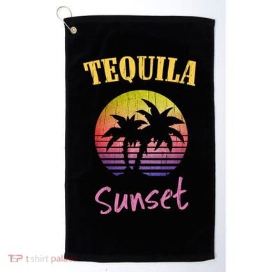 Tequila Sunset 80s Vintage Retro Gift Golf Towel