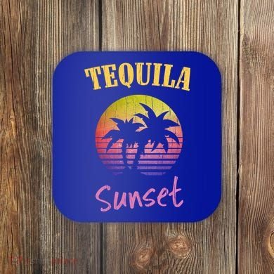 Tequila Sunset 80s Vintage Retro Gift Coaster