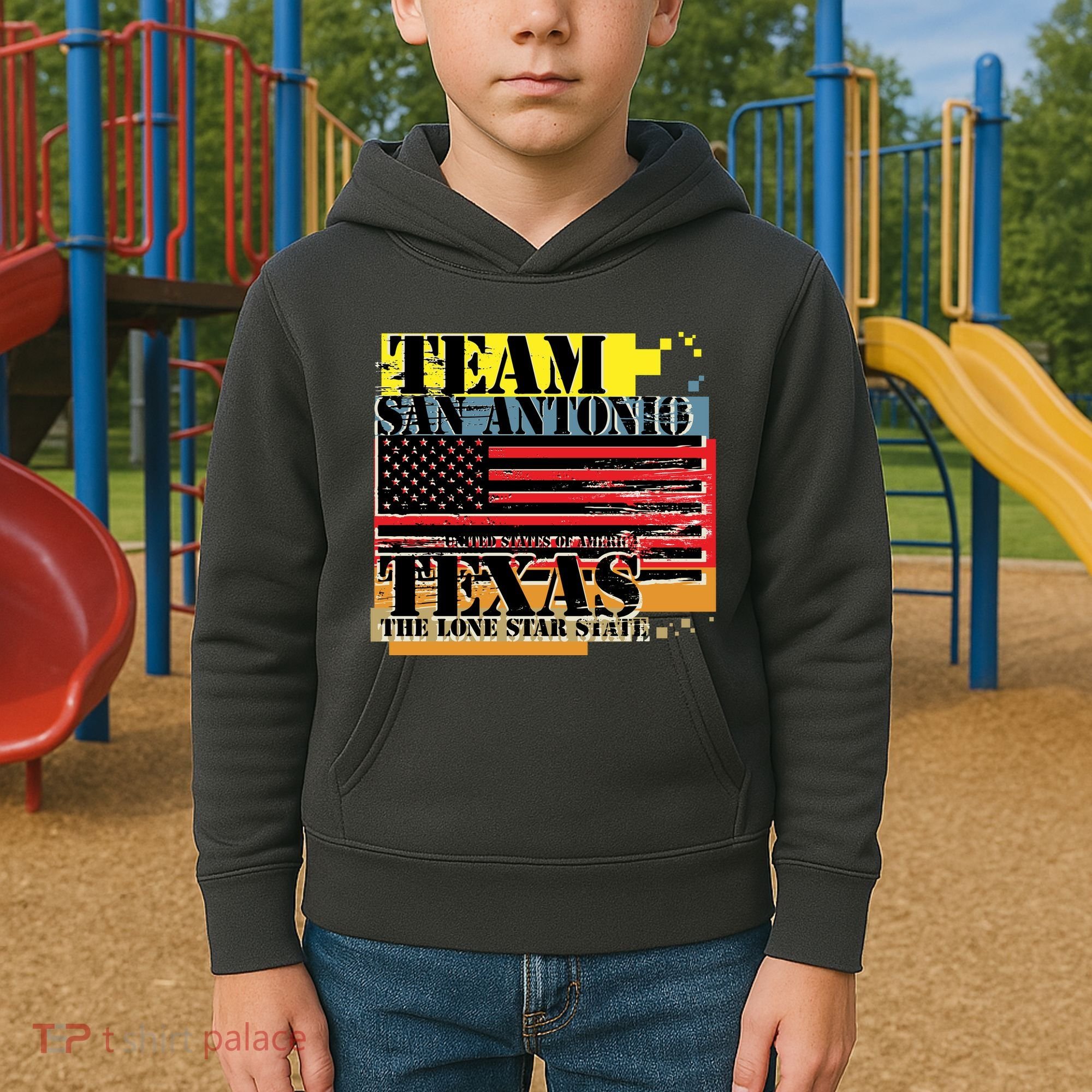 Team San Antonio Texas Grunge Kids Hoodie