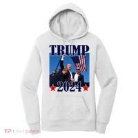 Trump Shot Assassination Attempt 2024 Fight Fight Fight Women's Hoodie thumb 0