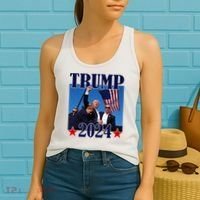 Trump Shot Assassination Attempt 2024 Fight Fight Fight Women's Tank Top thumb 2