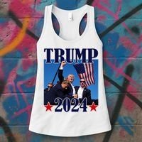 Trump Shot Assassination Attempt 2024 Fight Fight Fight Women's Tank Top thumb 3