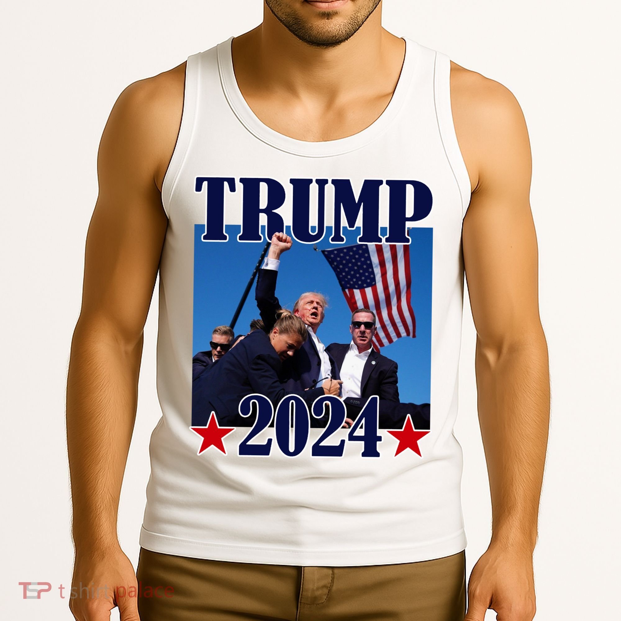 Trump Shot Assassination Attempt 2024 Fight Fight Fight Tank Top