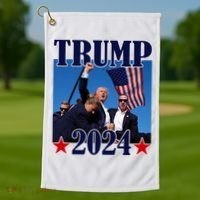 Trump Shot Assassination Attempt 2024 Fight Fight Fight Golf Towel thumb 1