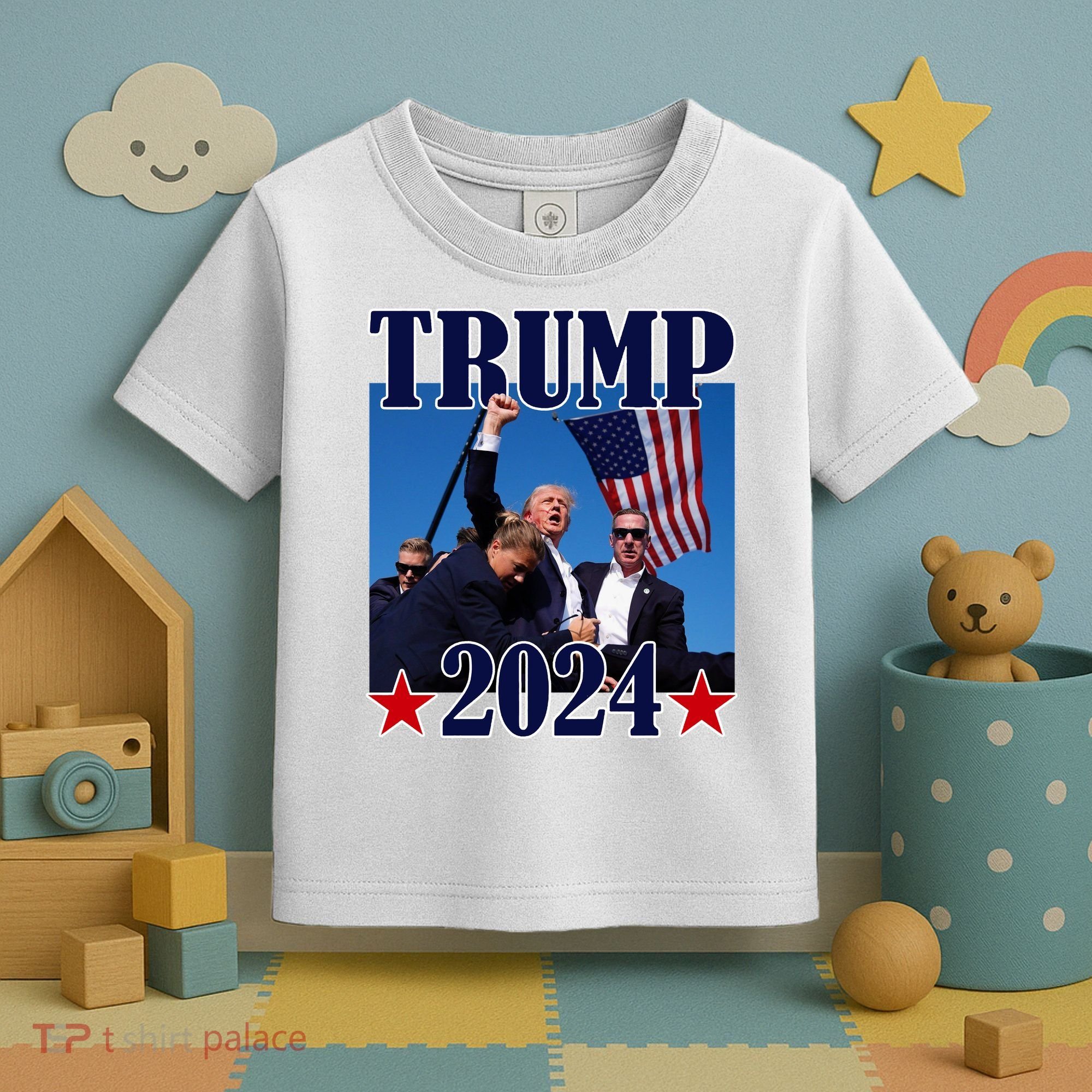 Trump Shot Assassination Attempt 2024 Fight Fight Fight Toddler T-Shirt