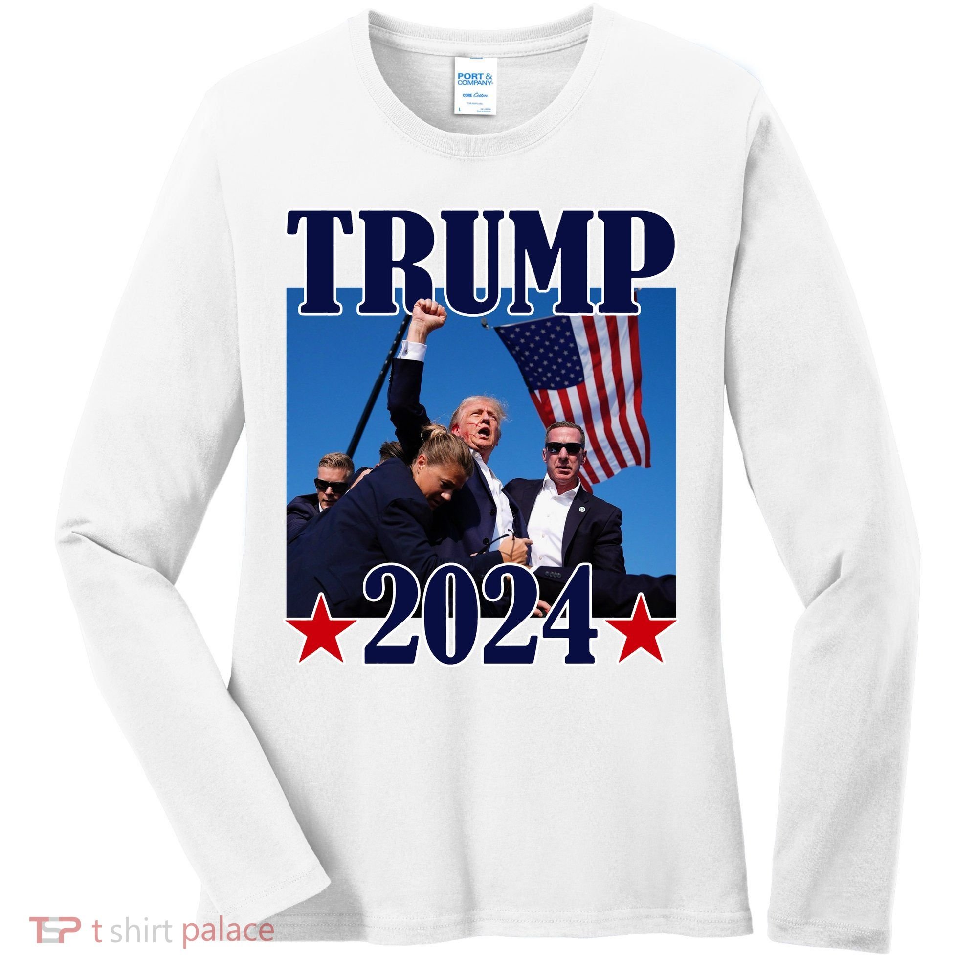 Trump Shot Assassination Attempt 2024 Fight Fight Fight Women's Long Sleeve Shirt