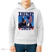 Trump Shot Assassination Attempt 2024 Fight Fight Fight Kids Hoodie thumb 4