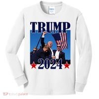 Trump Shot Assassination Attempt 2024 Fight Fight Fight Kids Long Sleeve Shirt thumb 0