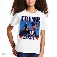 Trump Shot Assassination Attempt 2024 Fight Fight Fight Kids T-Shirt thumb 2
