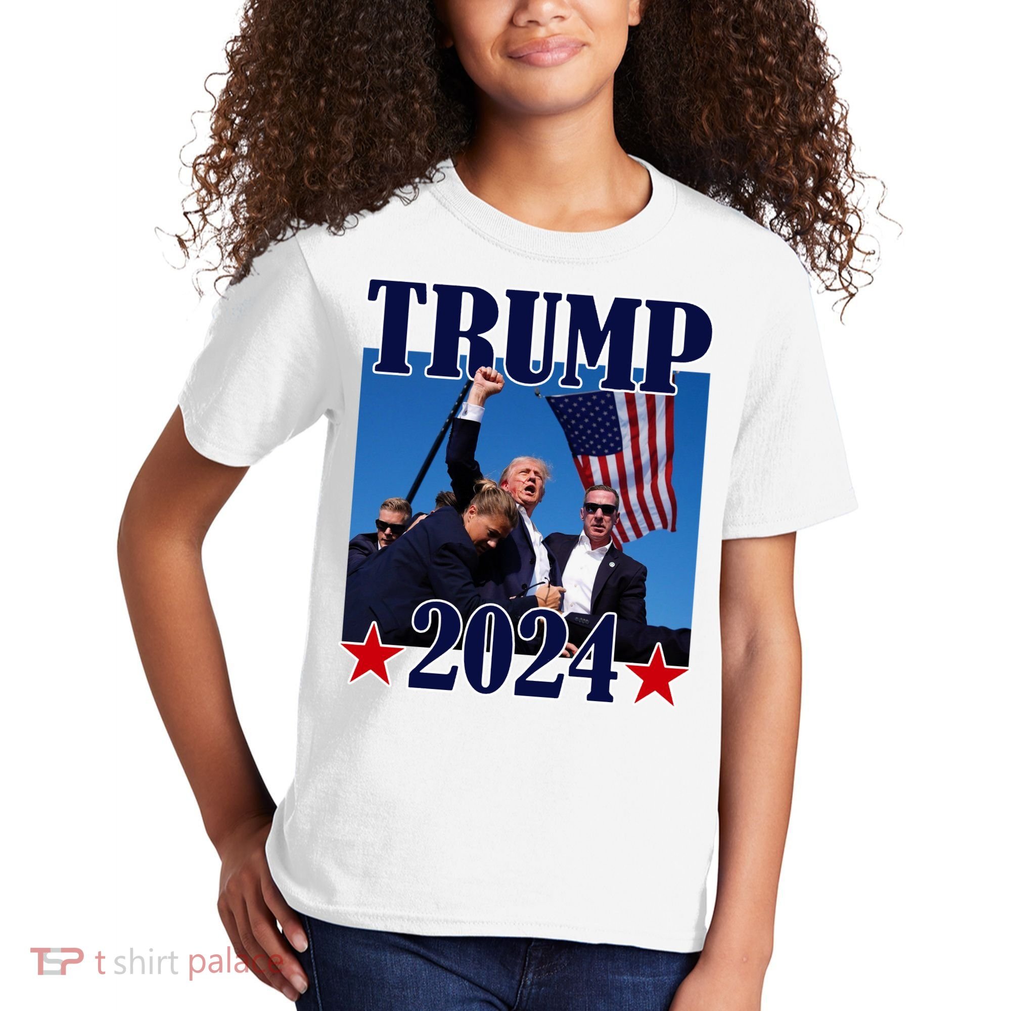 Trump Shot Assassination Attempt 2024 Fight Fight Fight Kids T-Shirt