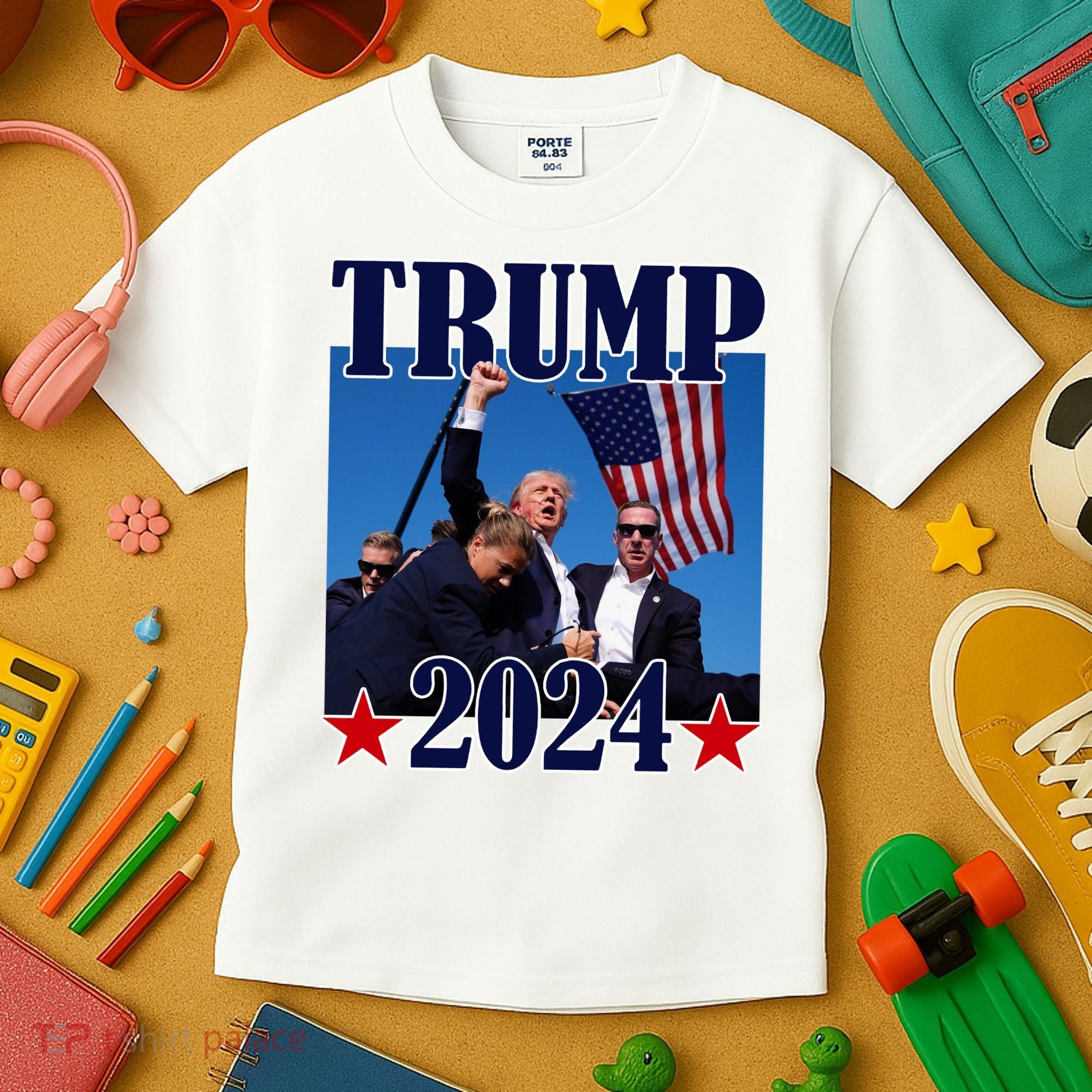 Trump Shot Assassination Attempt 2024 Fight Fight Fight Kids T-Shirt