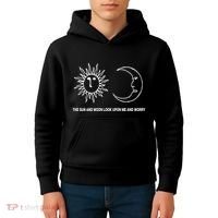 The Sun And Moon Look Upon Me And Worry Kids Hoodie thumb 4