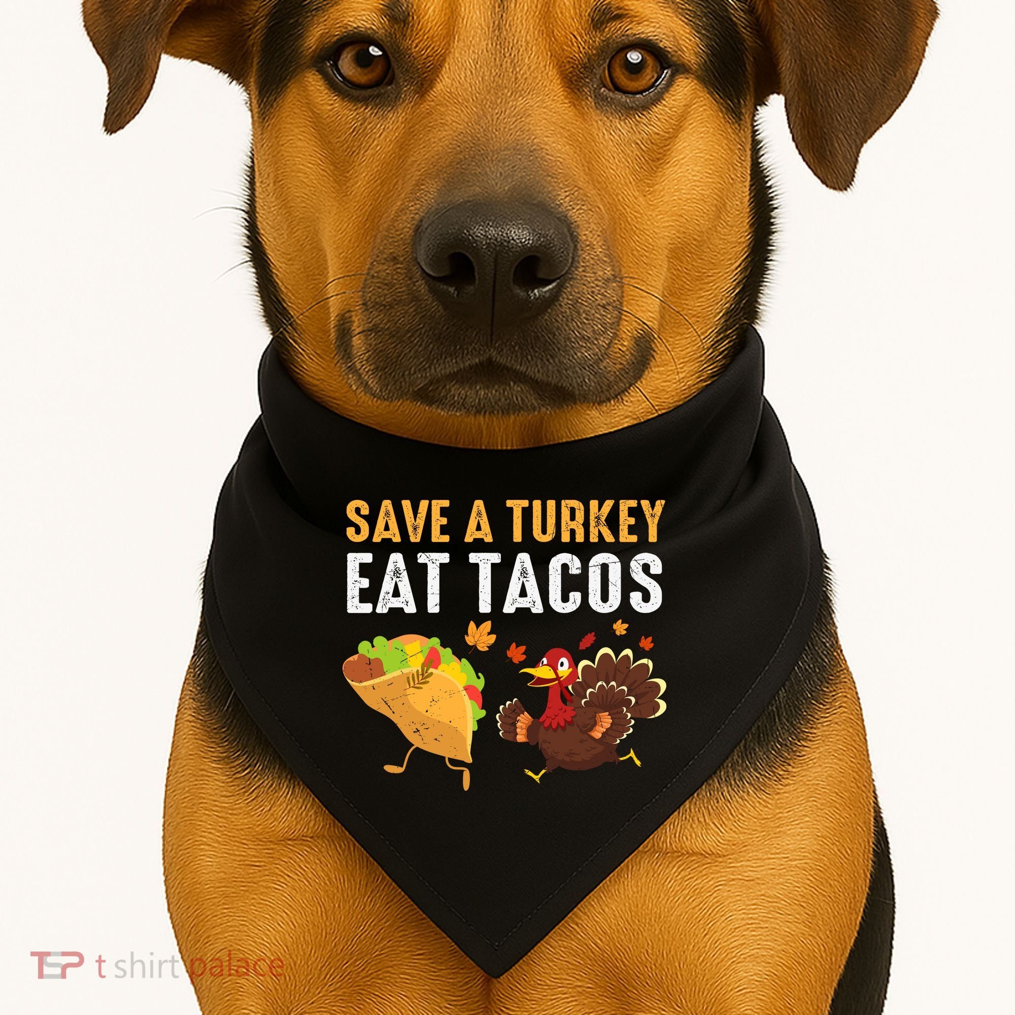 Thanksgiving Save A Turkey Eat Tacos USA-Made Doggie Bandana