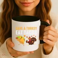 Thanksgiving Save A Turkey Eat Tacos Coffee Mug thumb 3