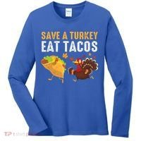 Thanksgiving Save A Turkey Eat Tacos Women's Long Sleeve Shirt thumb 0